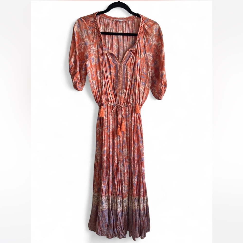 Elegant Orange Paisley Dress